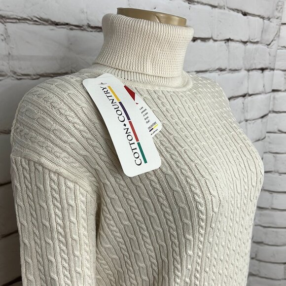 NWT Cotton Country Womens  Sweater Turtleneck X-Large Natural - Picture 4 of 9